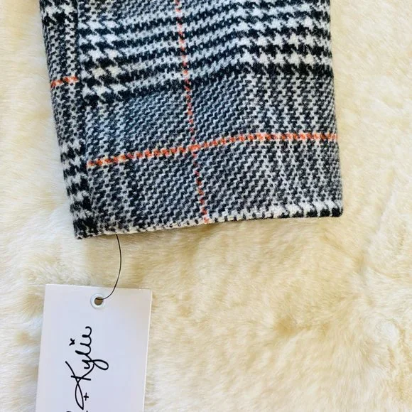 Kendall & Kylie Black & Brown Plaid Menswear-Inspired Winter Coat NWT MSRP $180 - Picture 6 of 16